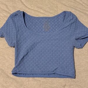 Free People Textured Blue Crop Top